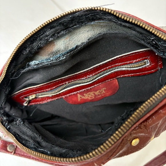 ETIENNE AIGNER Vintage Oxblood Studded Patent Leather Big Logo Bag Purse *Flaws* - Picture 12 of 16